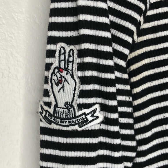 Drifter Stripe Patches Fitted High Neck Top S - Picture 3 of 6